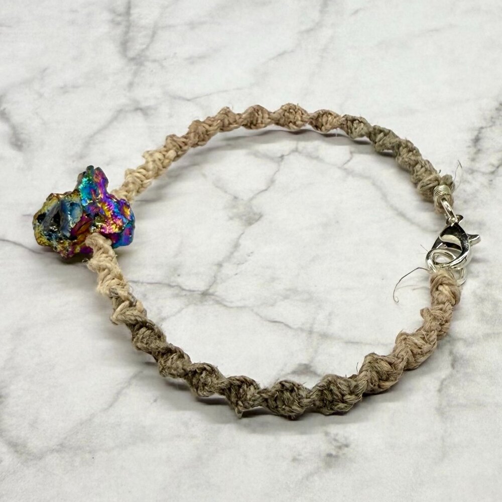 Braided Hemp Bracelet | Aura Quartz | Handmade
